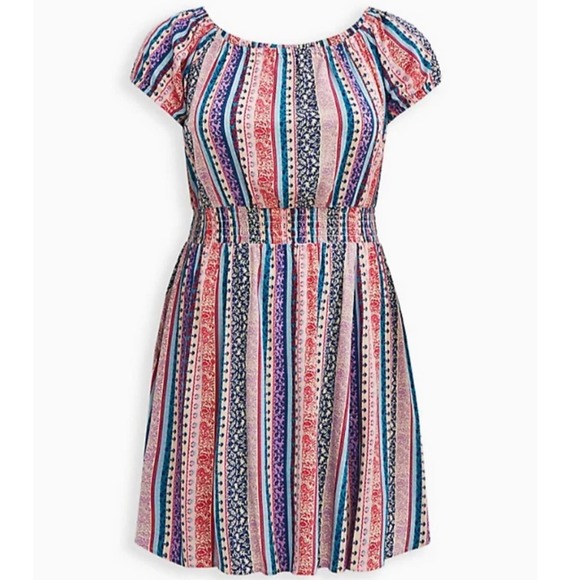 TORRID 3X MINI LENNY SMOCKED OFF-SHOULDER DRESS - Picture 1 of 6
